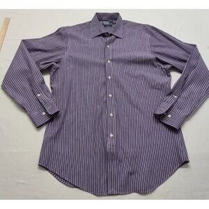 Polo Ralph Lauren Men's Micro Stripe Purple Dress Shirt Curham Classic 16 34/35